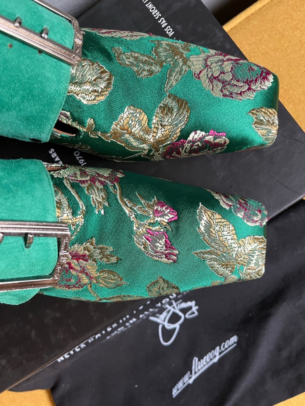 Fluevog Bishop Tapestry Floral Buckle Mid-Heel Women’s Shoes - Picture 4 of 11